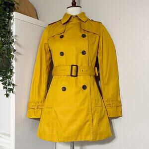 NWT Banana Republic Women’s Yellow Long Sleeves Lined Trench Coat Size XS
